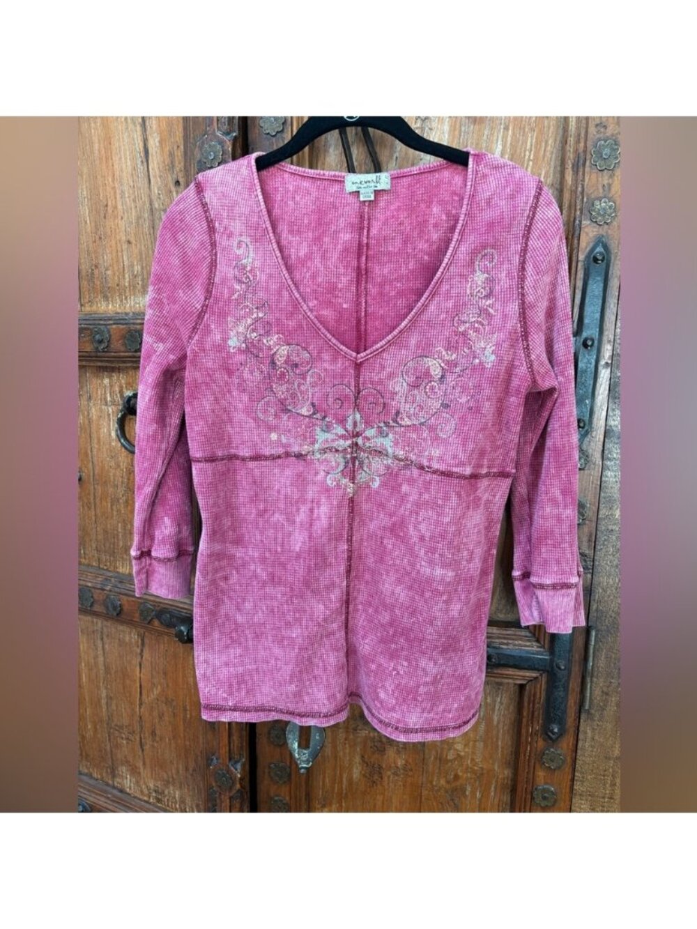 Oneworld Pink Henley Top EUC L